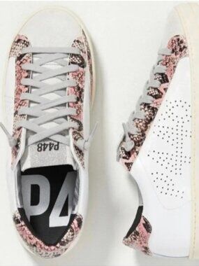 P448 Pink Snakeskin Leather Sneakers - 38